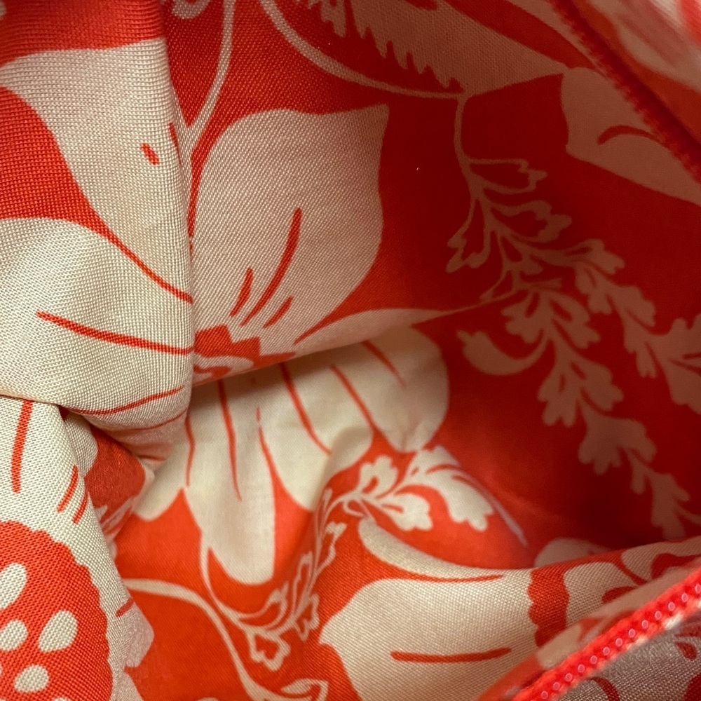Talbots Shoulder Bag Purse Bamboo Woven Floral Lining Boho Summer Orange 12”x8” - Picture 3 of 8